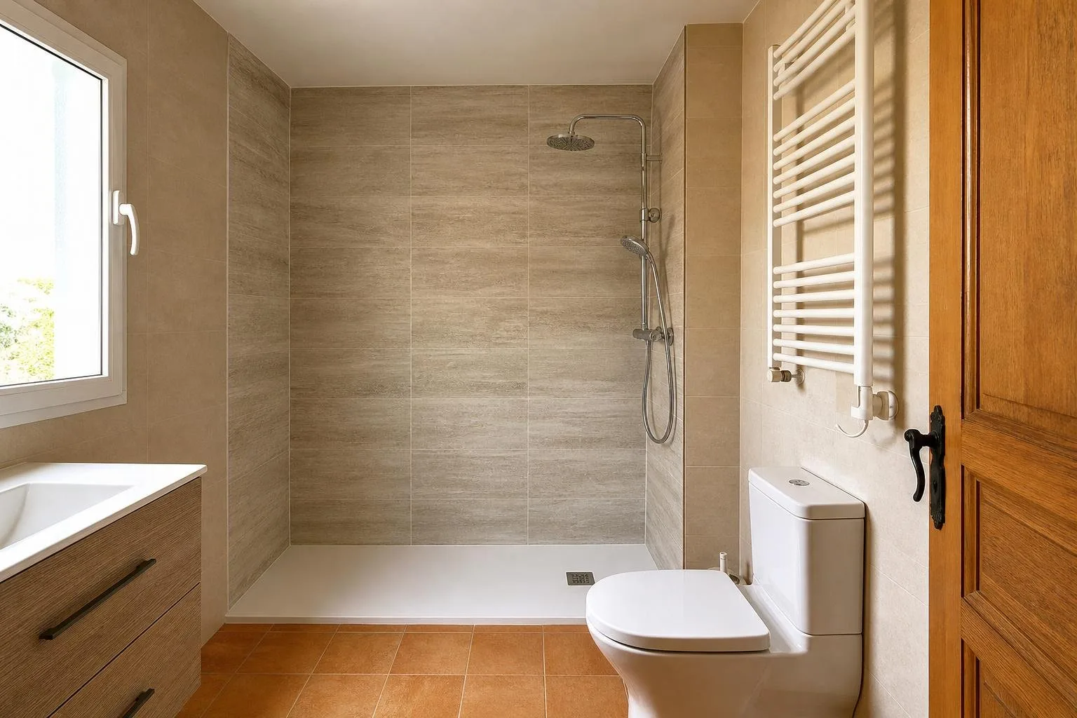 Baño con ducha nueva en el hueco que ocupaba la bañera